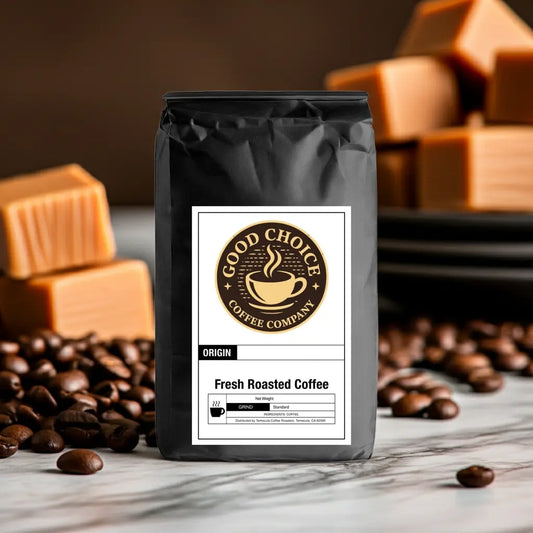 Caramel flavored coffee Good Choice Coffee Company