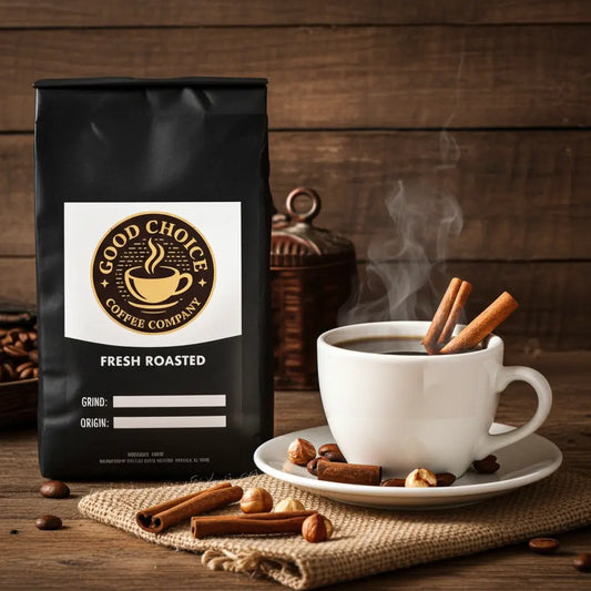Cinnamon Hazelnut flavored coffee Good Choice Coffee Company