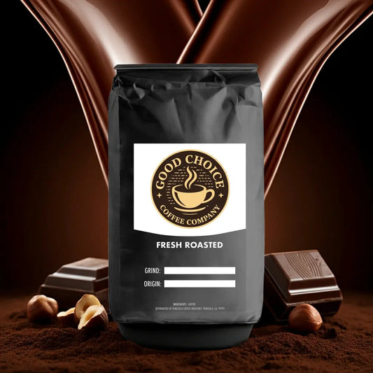 Chocolate Hazelnut flavored coffee Good Choice Coffee Company